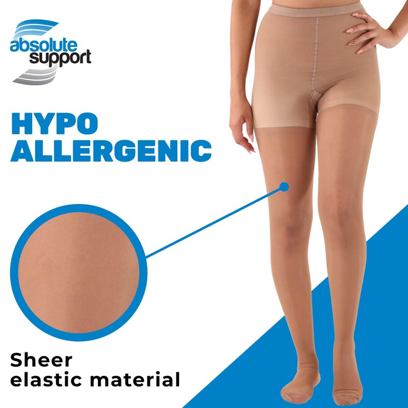 ABSOLUTE SUPPORT Made in USA - Sheer Compression Pantyhose for Women 20-30mmHg - Graduated Support Compression Tights for Varicose Veins Circulation, Edema, Pain Relief - Beige, Medium - A207BE2 - Image 4